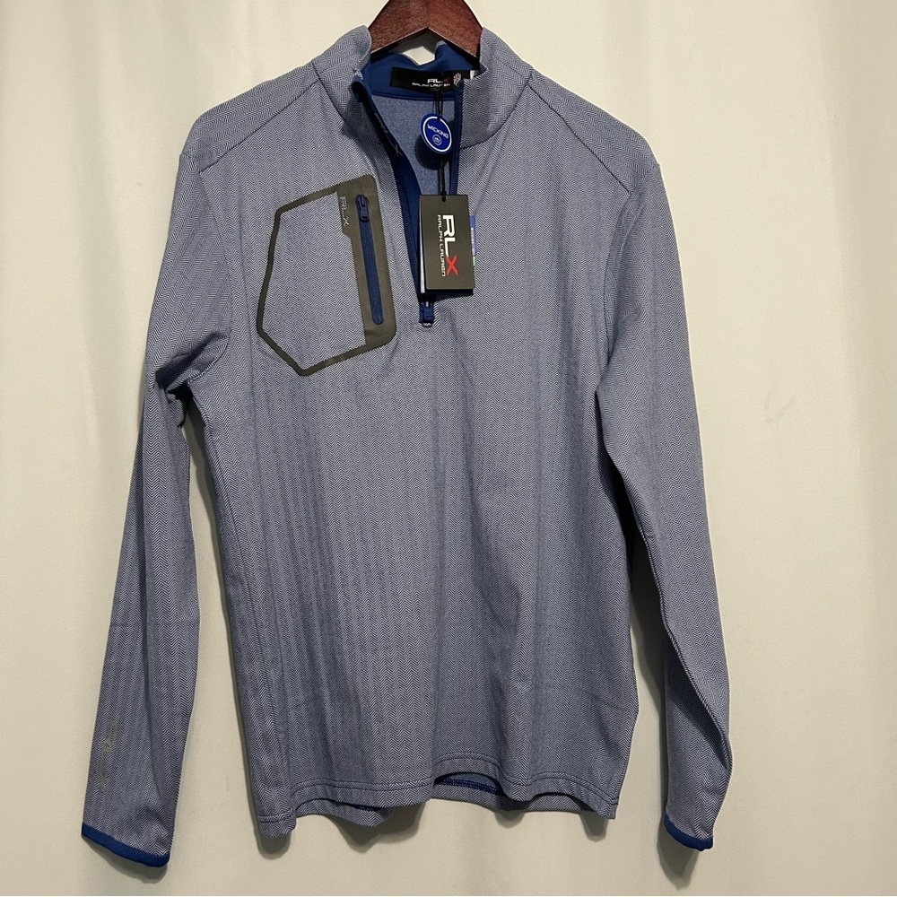 RLX Ralph Lauren Performance Golf Classic Fit 1/4 Zip Jersey Size M Blue NWT
